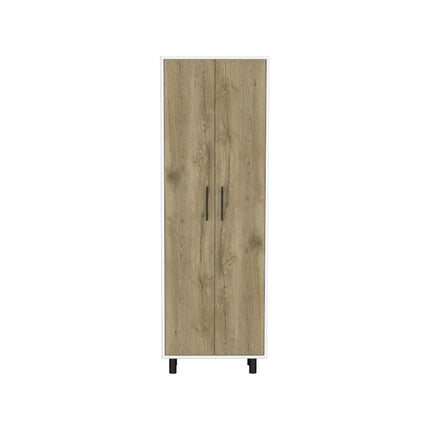 71" Beige Wood Two Door Pantry Or Storage Closet HomeRoots