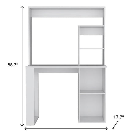 39" White Wood Computer Desk With Hutch HomeRoots