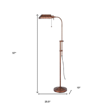 57" Rusted Adjustable Traditional Shaped Floor Lamp With Rust Square Shade HomeRoots