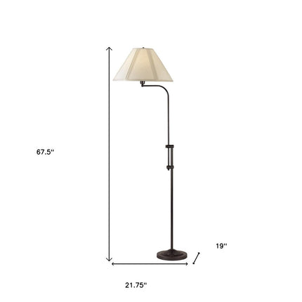 68" Bronze Adjustable Traditional Shaped Floor Lamp With Beige Empire Shade HomeRoots