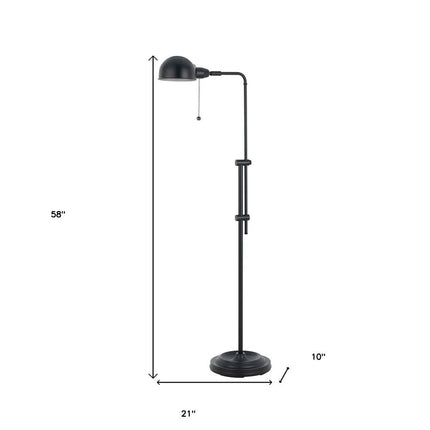58" Bronze Adjustable Traditional Shaped Floor Lamp With Bronze Dome Shade HomeRoots