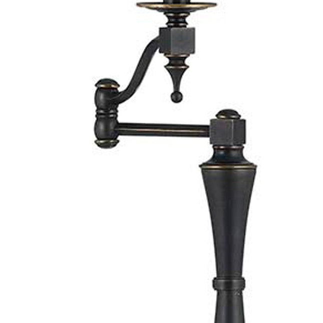 61" Bronze Swing Arm Floor Lamp With Brown Square Shade HomeRoots