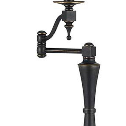 61" Bronze Swing Arm Floor Lamp With Brown Square Shade HomeRoots