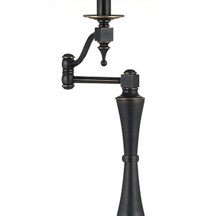 61" Bronze Swing Arm Floor Lamp With Brown Square Shade HomeRoots