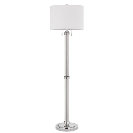 60" Chrome Two Light Traditional Shaped Floor Lamp With White Rectangular Shade HomeRoots