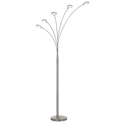 72" Nickel Five Light Led Arc Floor Lamp HomeRoots