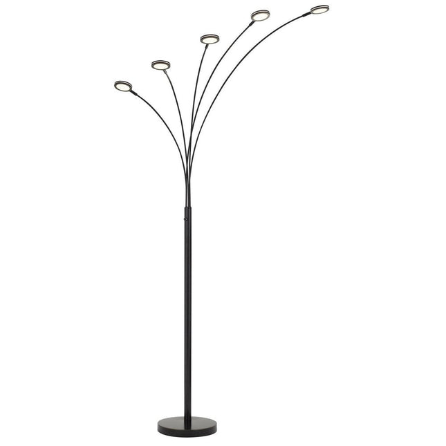 72" Bronze Five Light LED Arc Floor Lamp HomeRoots