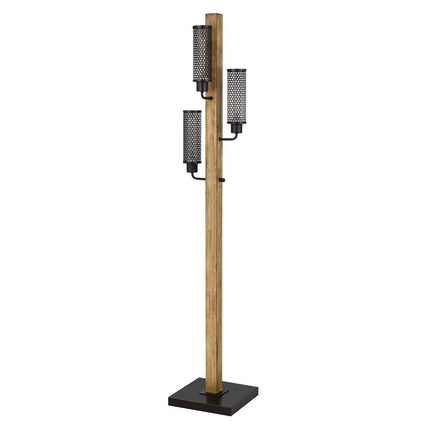 61" Brown Three Light Traditional Shaped Floor Lamp With Black Novelty Shade HomeRoots