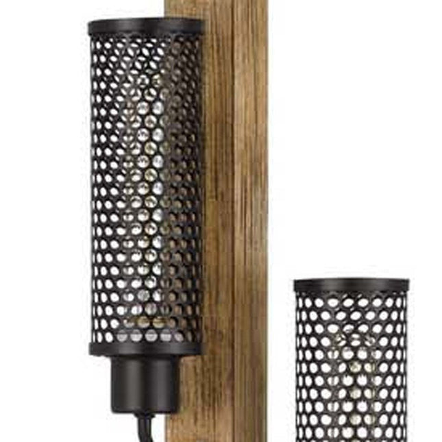 61" Brown Three Light Traditional Shaped Floor Lamp With Black Novelty Shade HomeRoots