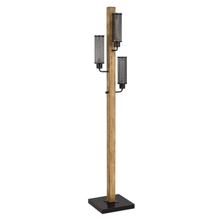 61" Brown Three Light Traditional Shaped Floor Lamp With Black Novelty Shade HomeRoots