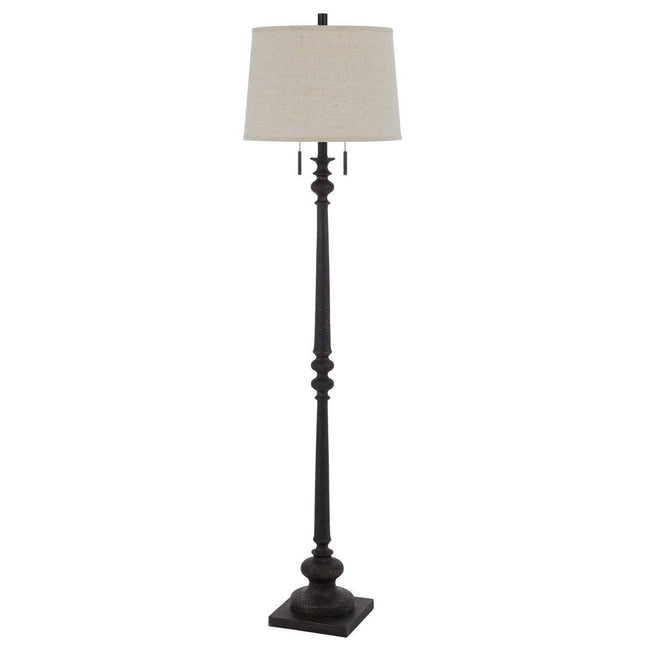 63" Rust Two Light Floor Lamp With Beige Fabric Square Shade HomeRoots