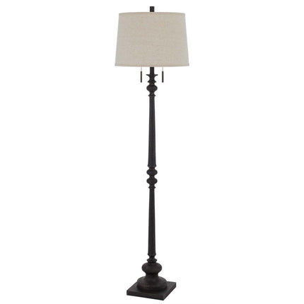 63" Rust Two Light Floor Lamp With Beige Fabric Square Shade HomeRoots