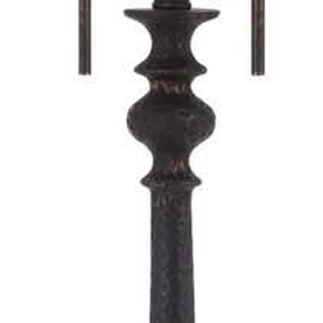 63" Rust Two Light Floor Lamp With Beige Fabric Square Shade HomeRoots