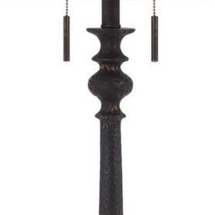 63" Rust Two Light Floor Lamp With Beige Fabric Square Shade HomeRoots