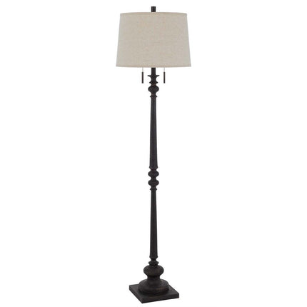 63" Rust Two Light Floor Lamp With Beige Fabric Square Shade HomeRoots