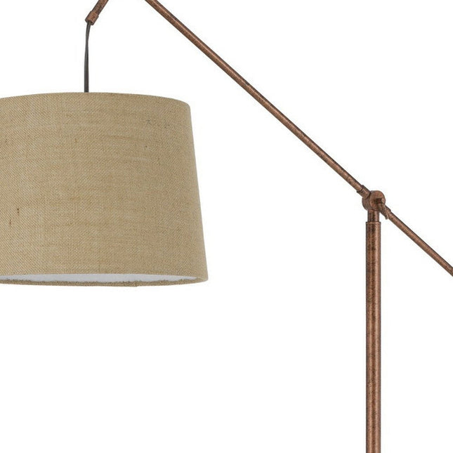 68" Rusted Adjustable Traditional Shaped Floor Lamp With Rust Drum Shade HomeRoots