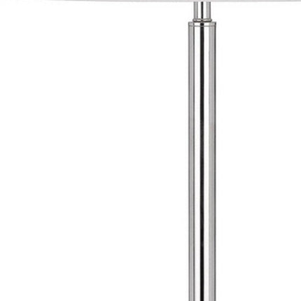 61" Chrome Tray Table Floor Lamp With White Transparent Glass Square Shade HomeRoots