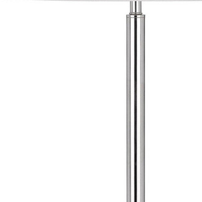 61" Chrome Tray Table Floor Lamp With White Transparent Glass Square Shade HomeRoots