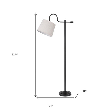 63" Bronze Adjustable Traditional Shaped Floor Lamp With Gray Square Shade HomeRoots