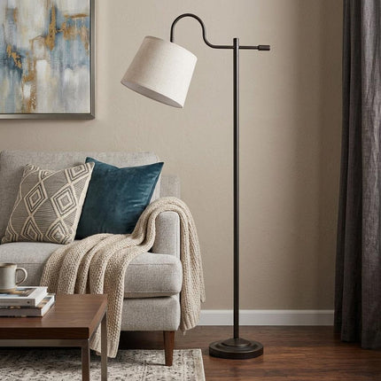 63" Bronze Adjustable Traditional Shaped Floor Lamp With Gray Square Shade HomeRoots