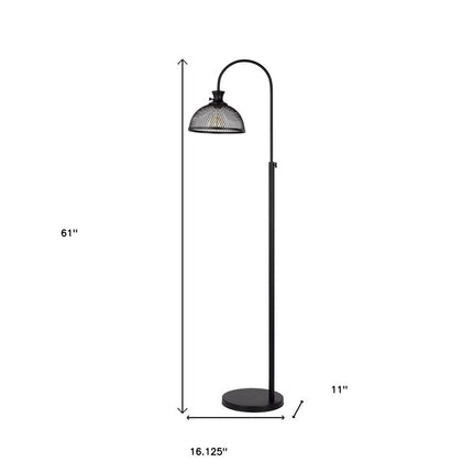 61" Black Adjustable Traditional Shaped Floor Lamp With Bronze Dome Shade HomeRoots