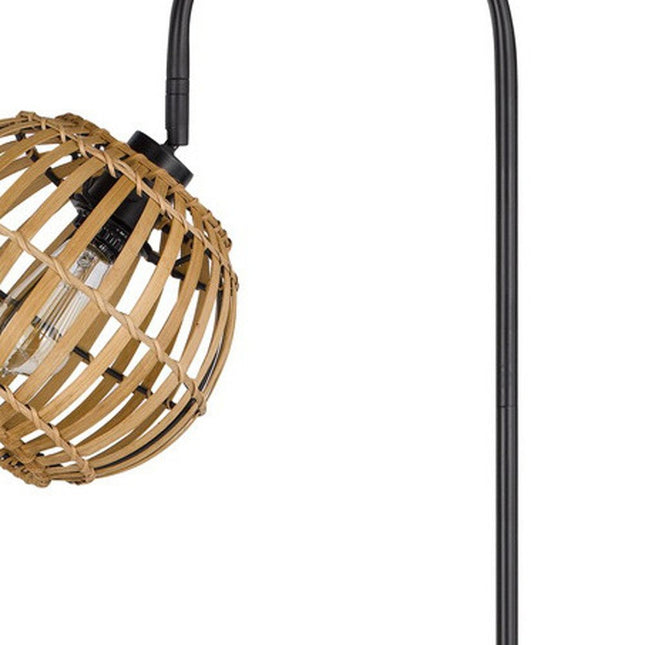 63" Black Traditional Shaped Floor Lamp With Brown Globe Shade HomeRoots