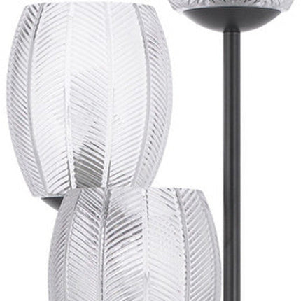 71" Black Three Light Traditional Shaped Floor Lamp With Clear Transparent Glass Novelty Shade HomeRoots