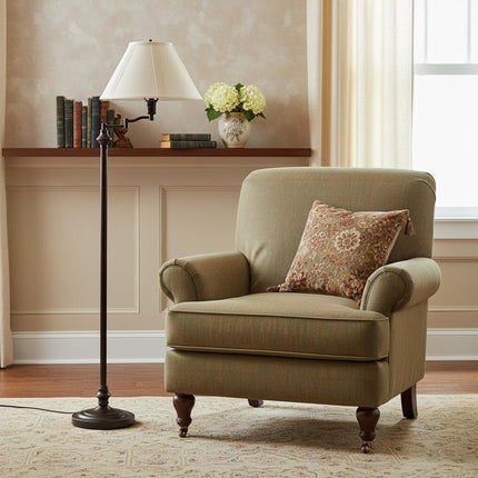 59" Bronze Swing Arm Floor Lamp With Beige Empire Shade HomeRoots