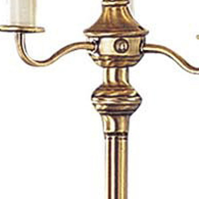 60" Bronze Four Light Traditional Shaped Floor Lamp With Beige Square Shade HomeRoots