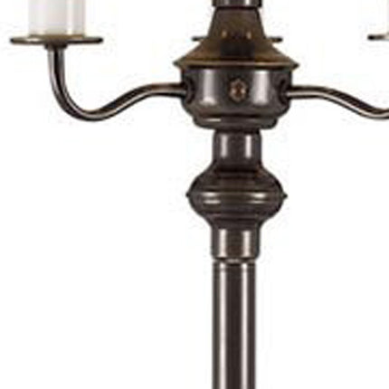 60" Bronze Metal Four Light Floor Lamp With Beige Fabric Square Shade HomeRoots