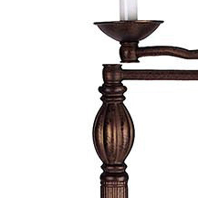 62" Rusted Swing Arm Floor Lamp With Champagne Bell Shade HomeRoots