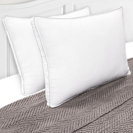 Set of Two Microfiber Down Alternative Medium Hypoallergenic King Size Bed Pillows HomeRoots