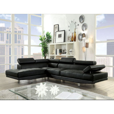 ACME 52650 Connor Sectional Sofa, Black PU (1Set/2Ctn) ACME Furniture