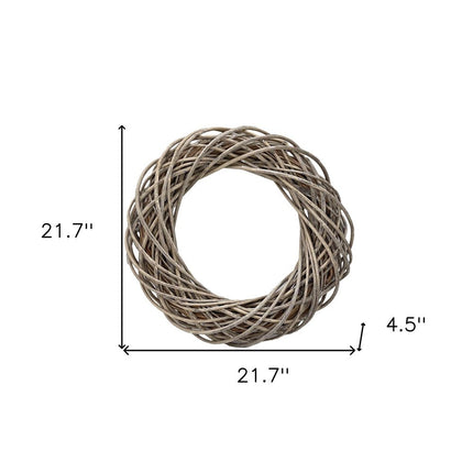 22" Natural Gray Willow Dried Wreath HomeRoots