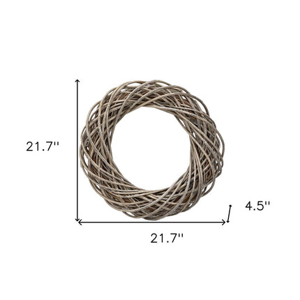 22" Natural Gray Willow Dried Wreath HomeRoots