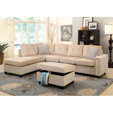 ACME 52708 Belville Ottoman with Storage, Beige Velvet ACME Furniture