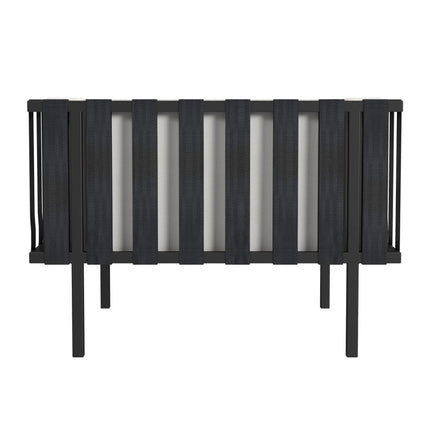 33" Black Metal Outdoor Arm Chair with Off White Cushion HomeRoots
