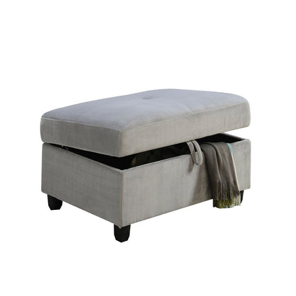 ACME 52713 Belville Ottoman with Storage, Gray Velvet