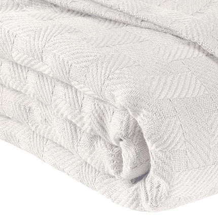 King White Cotton Basketweave Geometric Blanket HomeRoots