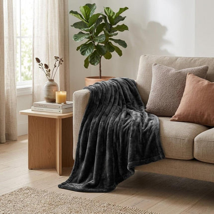 50" X 60" Black Fleece Plush Throw Blanket HomeRoots