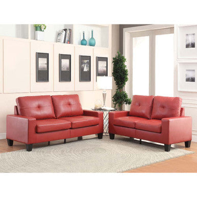 ACME 52745 Platinum II Sofa & Loveseat, Red PU (1Set/2Ctn) ACME Furniture