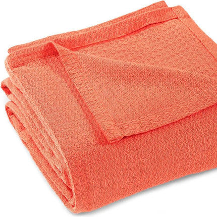 Queen Coral Cotton Waffle Weave Blanket HomeRoots