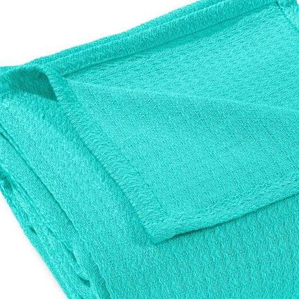 Queen Turquoise Cotton Waffle Weave Blanket HomeRoots