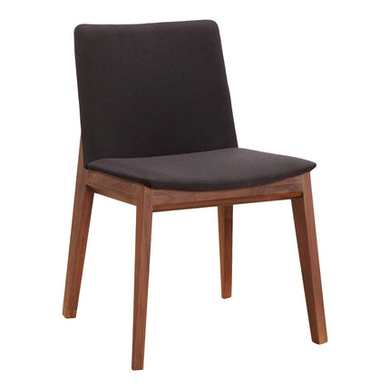 Set of Two Black and Walnut Upholstery Dining Side Chairs HomeRoots