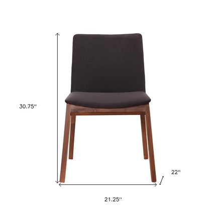 Set of Two Black and Walnut Upholstery Dining Side Chairs HomeRoots