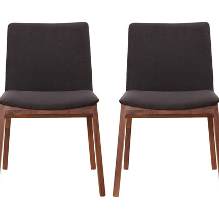Set of Two Black and Walnut Upholstery Dining Side Chairs HomeRoots