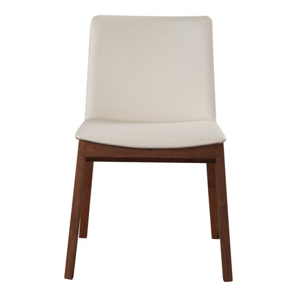 Set of Two White and Brown Faux Leather Dining Side Chairs HomeRoots