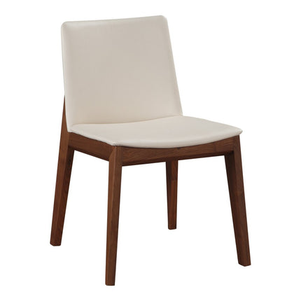 Set of Two White and Brown Faux Leather Dining Side Chairs HomeRoots