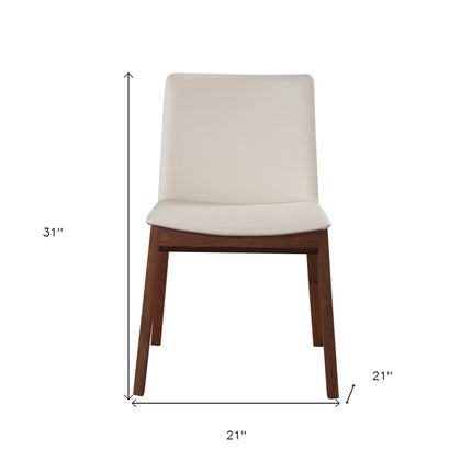 Set of Two White and Brown Faux Leather Dining Side Chairs HomeRoots