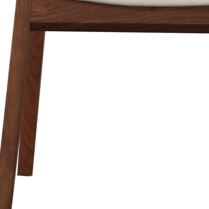 Set of Two White and Brown Faux Leather Dining Side Chairs HomeRoots